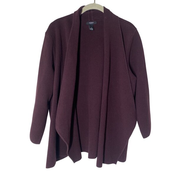Alfani Cardigan Sweater Womens 3X Burgandy Wine Cotton Blend Open Front Plus Siz - Picture 1 of 10